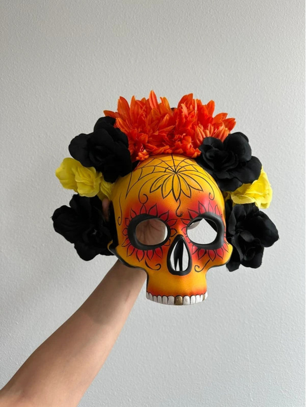 Day Of The Dead Costume Mask With Teeth Yellow/Orange